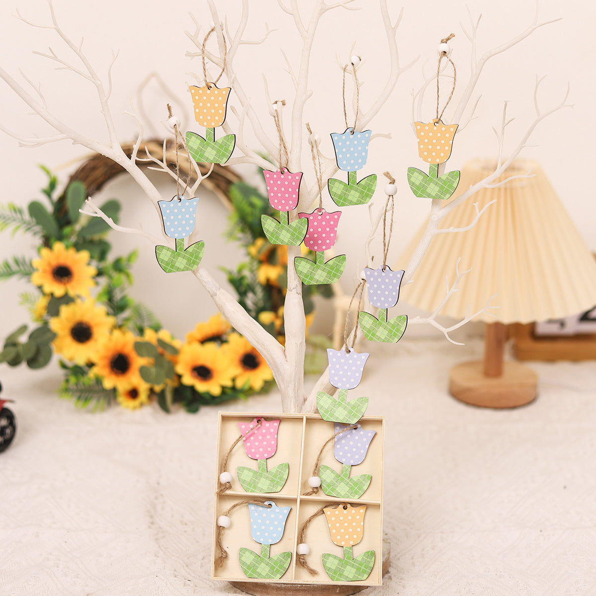 Wholesale of Mother's Day Four Grid Wooden Pendants